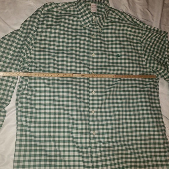 BROOKS BROTHERS‎ Size XL Contrast Gingham Check Button Down Front Shirt green - Picture 4 of 11